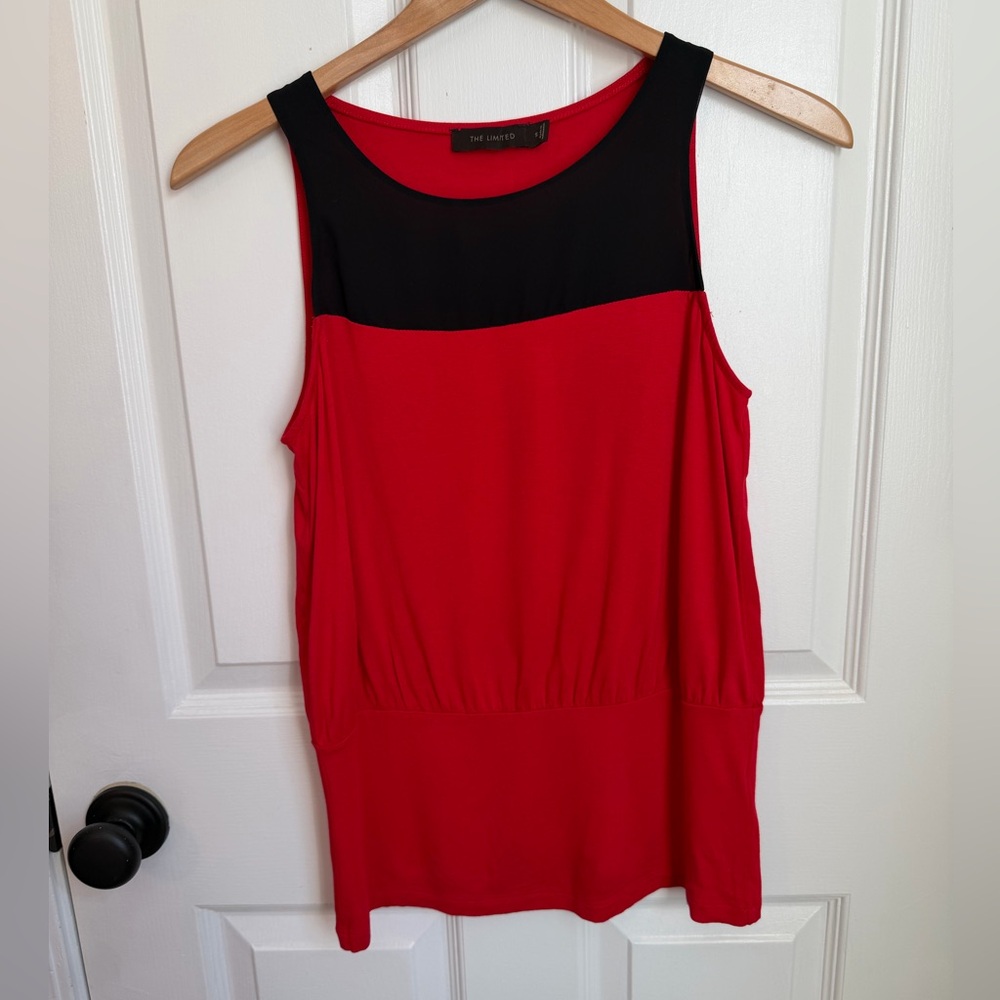 The Limited Red and Sheer Black Dressy Blouse